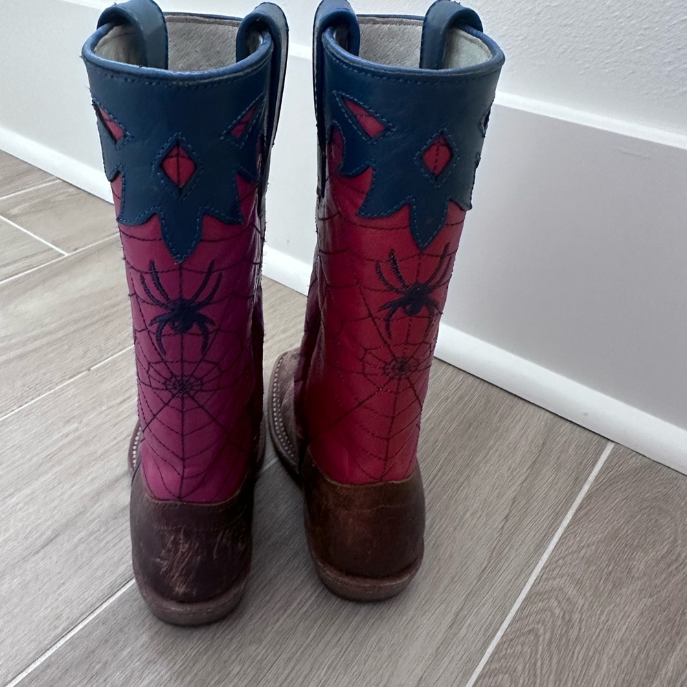 Olathe Boot Co. Spider Man Cowboy Shoes Size 9 Kids